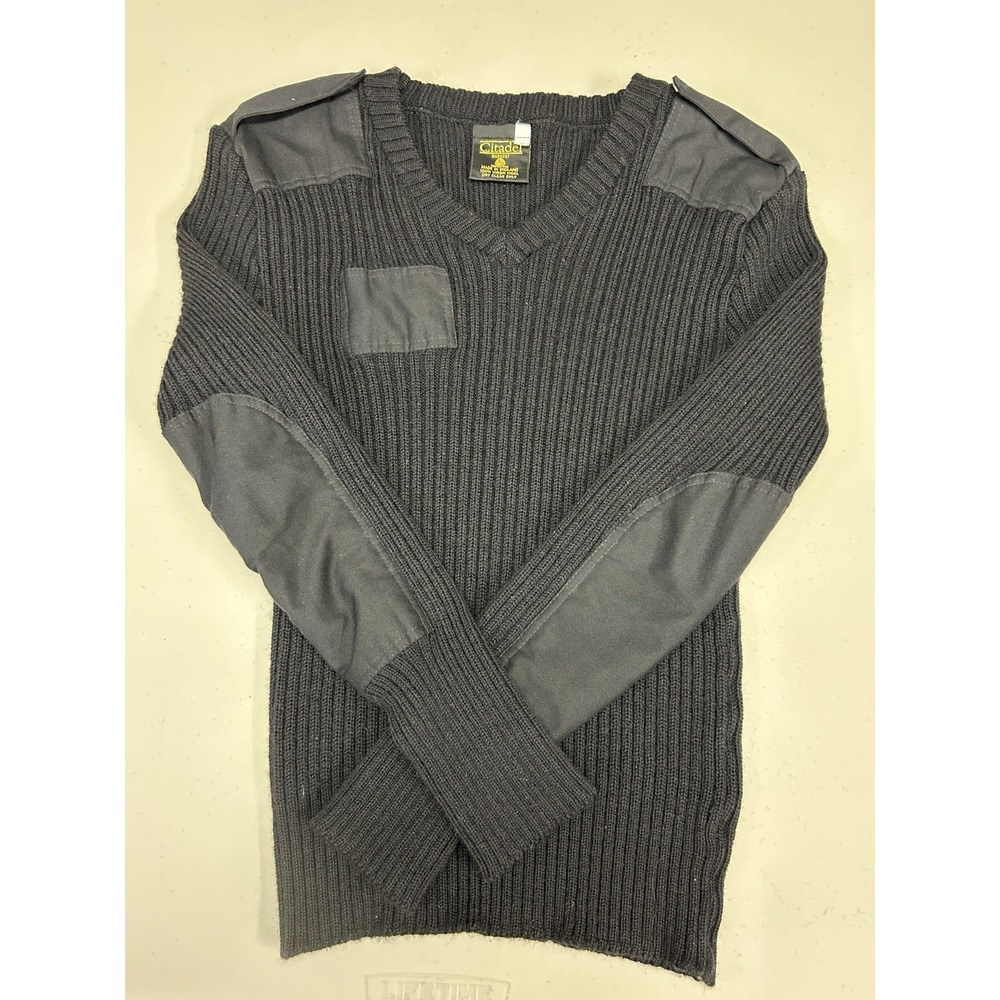 Citadel Wool Commando Sweater‎ Made in England 100% Virgin Wool Black